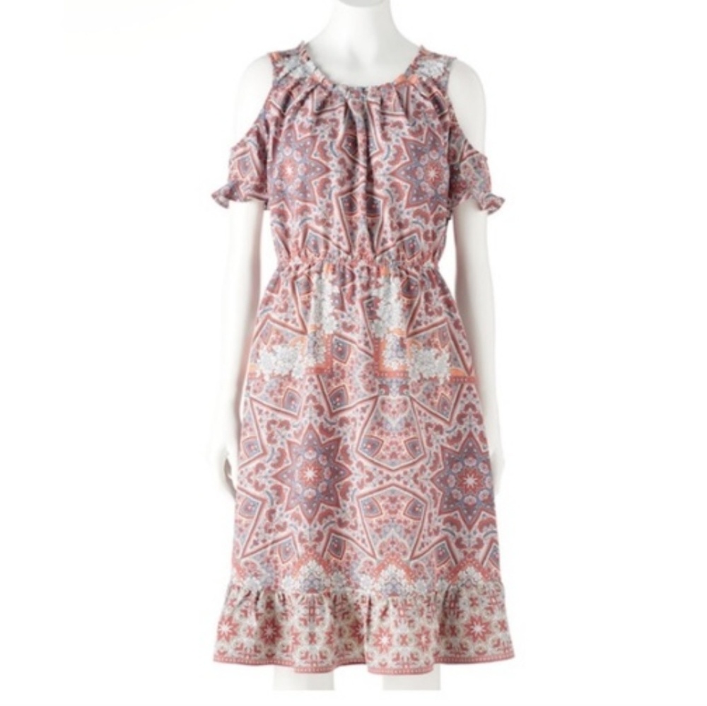 NWT Lauren Conrad Mosaic Cold Shoulder Dress